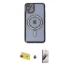 MARSİLYAN™- iPhone 11 Kılıf Zirve Doku Prime - Siyah Bilvis 3D Mat Cam Ekran Koruyucu + Rainbow Kamera Lens Koruma Cam - KI