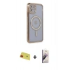 MARSİLYAN™- iPhone 11 Kılıf Zirve Doku Prime - Siyah Bilvis 3D Mat Cam Ekran Koruyucu + Rainbow Kamera Lens Koruma Cam - KI