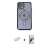 MARSİLYAN™- iPhone 11 Kılıf Zirve Doku Prime - Siyah Bilvis 3D Mat Cam Ekran Koruyucu + Renkli Kamera Lens Koruma Cam - SI