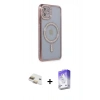 MARSİLYAN™- iPhone 11 Kılıf Zirve Doku Prime - Siyah Bilvis 5in1 3D Magic Cam Ekran Koruyucu + Gold Pers Alüminyum Kamera Lens