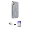 MARSİLYAN™- iPhone 11 Kılıf Zirve Doku Prime - Siyah Bilvis 5in1 3D Magic Cam Ekran Koruyucu + Gold Pers Alüminyum Kamera Lens