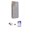 MARSİLYAN™- iPhone 11 Kılıf Zirve Doku Prime - Siyah Bilvis 5in1 3D Magic Cam Ekran Koruyucu + Kırmızı Pers Alüminyum Kamera Lens