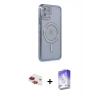 MARSİLYAN™- iPhone 11 Kılıf Zirve Doku Prime - Siyah Bilvis 5in1 3D Magic Cam Ekran Koruyucu + Kırmızı Pers Alüminyum Kamera Lens