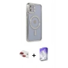 MARSİLYAN™- iPhone 11 Kılıf Zirve Doku Prime - Siyah Bilvis 5in1 3D Magic Cam Ekran Koruyucu + Kırmızı Pers Alüminyum Kamera Lens