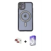 MARSİLYAN™- iPhone 11 Kılıf Zirve Doku Prime - Siyah Bilvis 5in1 3D Magic Cam Ekran Koruyucu + Kırmızı Pers Alüminyum Kamera Lens