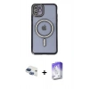 MARSİLYAN™- iPhone 11 Kılıf Zirve Doku Prime - Siyah Bilvis 5in1 3D Magic Cam Ekran Koruyucu + Pers Alüminyum Kamera Lens - LT