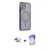 MARSİLYAN™- iPhone 11 Kılıf Zirve Doku Prime - Siyah Bilvis 5in1 3D Magic Cam Ekran Koruyucu + Pers Alüminyum Kamera Lens - LT