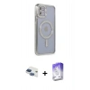 MARSİLYAN™- iPhone 11 Kılıf Zirve Doku Prime - Siyah Bilvis 5in1 3D Magic Cam Ekran Koruyucu + Pers Alüminyum Kamera Lens - LT
