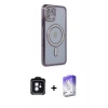 MARSİLYAN™- iPhone 11 Kılıf Zirve Doku Prime - Siyah Bilvis 5in1 3D Magic Cam Ekran Koruyucu + PVD Metal Kamera Lens - MI