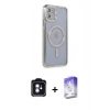 MARSİLYAN™- iPhone 11 Kılıf Zirve Doku Prime - Siyah Bilvis 5in1 3D Magic Cam Ekran Koruyucu + PVD Metal Kamera Lens - MI