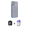 MARSİLYAN™- iPhone 11 Kılıf Zirve Doku Prime - Siyah Bilvis 5in1 3D Magic Cam Ekran Koruyucu + PVD Metal Kamera Lens - MI