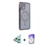 MARSİLYAN™- iPhone 11 Kılıf Zirve Doku Prime - Siyah Bilvis 5in1 3D Magic Cam Ekran Koruyucu + Raze Metal Kamera Lens - MI
