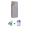 MARSİLYAN™- iPhone 11 Kılıf Zirve Doku Prime - Siyah Bilvis 5in1 3D Magic Cam Ekran Koruyucu + Raze Metal Kamera Lens - MI