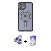 MARSİLYAN™- iPhone 11 Kılıf Zirve Doku Prime - Siyah Bilvis 5in1 3D Magic Cam Ekran Koruyucu + Raze Metal Kamera Lens - MR