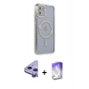 MARSİLYAN™- iPhone 11 Kılıf Zirve Doku Prime - Siyah Bilvis 5in1 3D Magic Cam Ekran Koruyucu + Raze Metal Kamera Lens - MR
