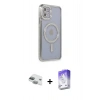MARSİLYAN™- iPhone 11 Kılıf Zirve Doku Prime - Siyah Bilvis 5in1 3D Magic Cam Ekran Koruyucu + Pers Alüminyum Kamera Lens - YL