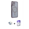 MARSİLYAN™- iPhone 11 Kılıf Zirve Doku Prime - Siyah Bilvis 5in1 3D Magic Cam Ekran Koruyucu + Pers Alüminyum Kamera Lens - GI