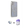MARSİLYAN™- iPhone 11 Kılıf Zirve Doku Prime - Siyah Bilvis 5in1 3D Magic Cam Ekran Koruyucu + Pers Alüminyum Kamera Lens - GI