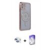 MARSİLYAN™- iPhone 11 Kılıf Zirve Doku Prime - Siyah Bilvis 5in1 3D Magic Cam Ekran Koruyucu + Pers Alüminyum Kamera Lens - GI