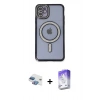 MARSİLYAN™- iPhone 11 Kılıf Zirve Doku Prime - Siyah Bilvis 5in1 3D Magic Cam Ekran Koruyucu + Pers Alüminyum Kamera Lens - GI