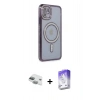 MARSİLYAN™- iPhone 11 Kılıf Zirve Doku Prime - Siyah Bilvis 5in1 3D Magic Cam Ekran Koruyucu + Pers Alüminyum Kamera Lens - YL