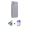 MARSİLYAN™- iPhone 11 Kılıf Zirve Doku Prime - Siyah Bilvis 5in1 3D Magic Cam Ekran Koruyucu + Raze Metal Kamera Lens - KI