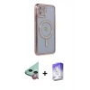 MARSİLYAN™- iPhone 11 Kılıf Zirve Doku Prime - Siyah Bilvis 5in1 3D Magic Cam Ekran Koruyucu + Raze Metal Kamera Lens - KI