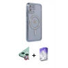 MARSİLYAN™- iPhone 11 Kılıf Zirve Doku Prime - Siyah Bilvis 5in1 3D Magic Cam Ekran Koruyucu + Raze Metal Kamera Lens - KI