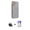 MARSİLYAN™- iPhone 11 Kılıf Zirve Doku Prime - Siyah Bilvis 5in1 3D Magic Cam Ekran Koruyucu + Kamera Lens Koruma Cam - SF