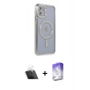 MARSİLYAN™- iPhone 11 Kılıf Zirve Doku Prime - Siyah Bilvis 5in1 3D Magic Cam Ekran Koruyucu + Kamera Lens Koruma Cam - SF