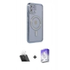 MARSİLYAN™- iPhone 11 Kılıf Zirve Doku Prime - Siyah Bilvis 5in1 3D Magic Cam Ekran Koruyucu + Kamera Lens Koruma Cam - SF
