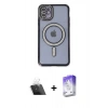MARSİLYAN™- iPhone 11 Kılıf Zirve Doku Prime - Siyah Bilvis 5in1 3D Magic Cam Ekran Koruyucu + Kamera Lens Koruma Cam - SF