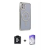 MARSİLYAN™- iPhone 11 Kılıf Zirve Doku Prime - Siyah Bilvis 5in1 3D Magic Cam Ekran Koruyucu + Siyah PVD Metal Kamera Lens