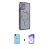 MARSİLYAN™- iPhone 11 Kılıf Zirve Doku Prime - Siyah Bilvis 5in1 3D Magic Cam Ekran Koruyucu + Neon Fosforlu Kamera Lens - TU