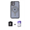 MARSİLYAN™- iPhone 11 Kılıf Zirve Doku Prime - Siyah Bilvis 5in1 3D Magic Cam Ekran Koruyucu + PVD Metal Kamera Lens - TU