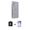 MARSİLYAN™- iPhone 11 Kılıf Zirve Doku Prime - Siyah Bilvis 5in1 3D Magic Cam Ekran Koruyucu + PVD Metal Kamera Lens - TU