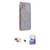 MARSİLYAN™- iPhone 11 Kılıf Zirve Doku Prime - Siyah Bilvis 5in1 5D Magic Hayalet Cam Ekran Koruyucu + Pers Alüminyum Kamera Lens - KI