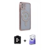 MARSİLYAN™- iPhone 11 Kılıf Zirve Doku Prime - Siyah Bilvis 5in1 5D Magic Hayalet Cam Ekran Koruyucu + PVD Metal Kamera Lens - TU