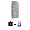 MARSİLYAN™- iPhone 11 Kılıf Zirve Doku Prime - Siyah Bilvis 5in1 5D Magic Hayalet Cam Ekran Koruyucu + PVD Metal Kamera Lens - TU