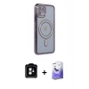 MARSİLYAN™- iPhone 11 Kılıf Zirve Doku Prime - Siyah Bilvis 5in1 5D Magic Hayalet Cam Ekran Koruyucu + PVD Metal Kamera Lens - TU