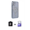 MARSİLYAN™- iPhone 11 Kılıf Zirve Doku Prime - Siyah Bilvis 5in1 5D Magic Hayalet Cam Ekran Koruyucu + PVD Metal Kamera Lens - TU