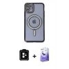 MARSİLYAN™- iPhone 11 Kılıf Zirve Doku Prime - Siyah Bilvis 5in1 5D Magic Hayalet Cam Ekran Koruyucu + PVD Metal Kamera Lens - TU