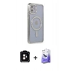 MARSİLYAN™- iPhone 11 Kılıf Zirve Doku Prime - Siyah Bilvis 5in1 5D Magic Hayalet Cam Ekran Koruyucu + PVD Metal Kamera Lens - TU