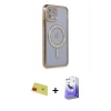 MARSİLYAN™- iPhone 11 Kılıf Zirve Doku Prime - Siyah Bilvis 5in1 5D Magic Hayalet Cam Ekran Koruyucu + Rainbow Kamera Lens Koruma Cam - KI