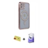 MARSİLYAN™- iPhone 11 Kılıf Zirve Doku Prime - Siyah Bilvis 5in1 5D Magic Hayalet Cam Ekran Koruyucu + Rainbow Kamera Lens Koruma Cam - KI