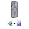 MARSİLYAN™- iPhone 11 Kılıf Zirve Doku Prime - Siyah Bilvis 5in1 5D Magic Hayalet Cam Ekran Koruyucu + Raze Metal Kamera Lens - MI
