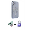 MARSİLYAN™- iPhone 11 Kılıf Zirve Doku Prime - Siyah Bilvis 5in1 5D Magic Hayalet Cam Ekran Koruyucu + Raze Metal Kamera Lens - KI