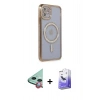 MARSİLYAN™- iPhone 11 Kılıf Zirve Doku Prime - Siyah Bilvis 5in1 5D Magic Hayalet Cam Ekran Koruyucu + Raze Metal Kamera Lens - KI