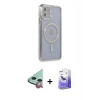 MARSİLYAN™- iPhone 11 Kılıf Zirve Doku Prime - Siyah Bilvis 5in1 5D Magic Hayalet Cam Ekran Koruyucu + Raze Metal Kamera Lens - KI