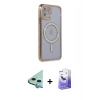 MARSİLYAN™- iPhone 11 Kılıf Zirve Doku Prime - Siyah Bilvis 5in1 5D Magic Hayalet Cam Ekran Koruyucu + Raze Metal Kamera Lens - MI